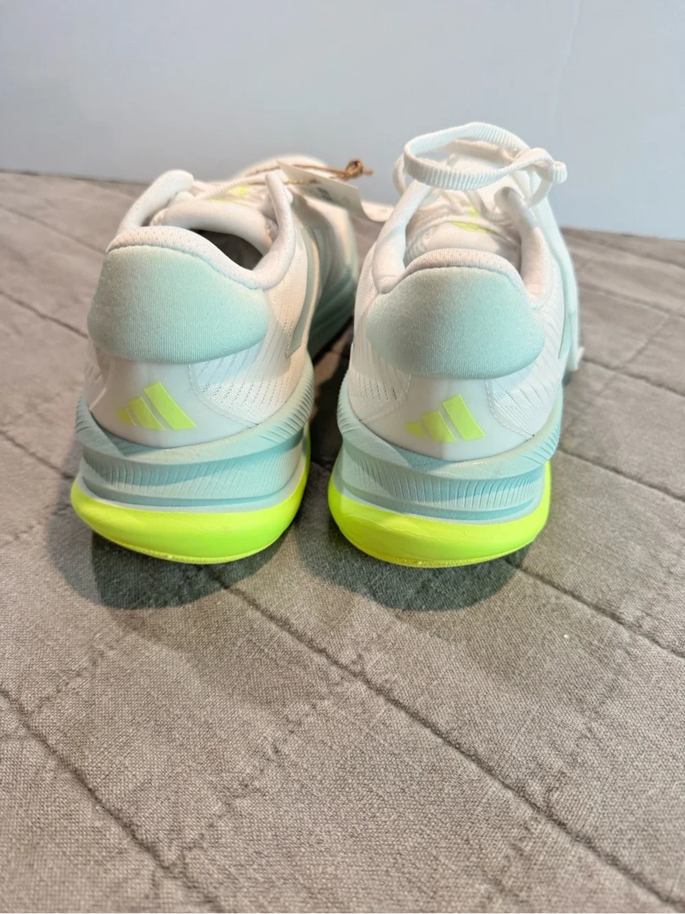 NWT! adidas Supernova Ease White Sneakers with Mint and Neon Yellow Accents